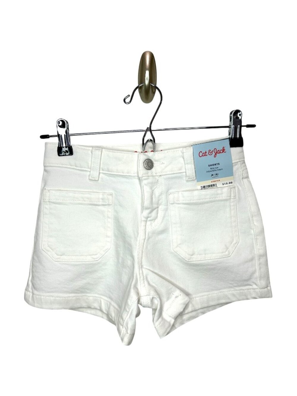 NWT Girls' Medium (8) Mid-Rise White Jean Shorts - Cat & Jack